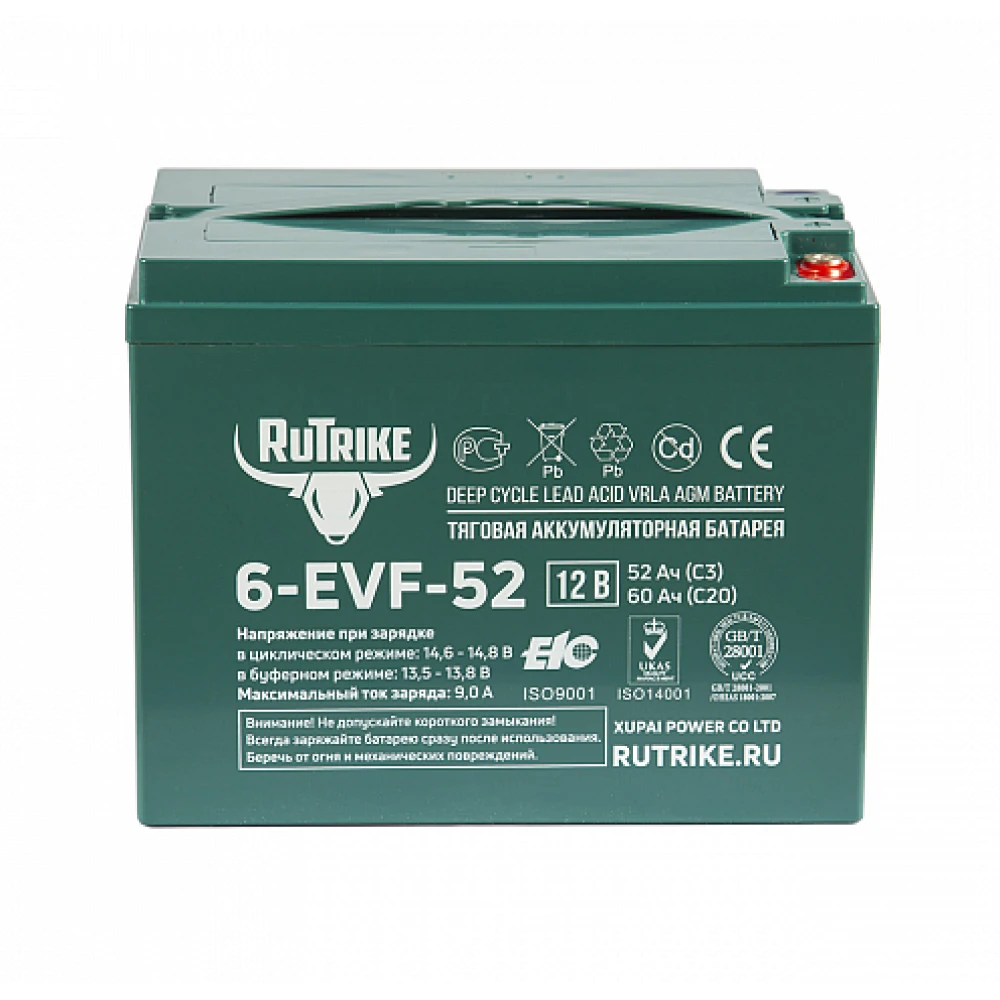Тяговый аккумулятор RuTrike 6-EVF-52 (12V52A/H C3) 2